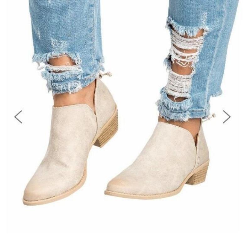 European and American Fashion Short Boots Women's 2024 Spring and Autumn Thick Heel Pointed Casual Women's Shoes Large 35-43