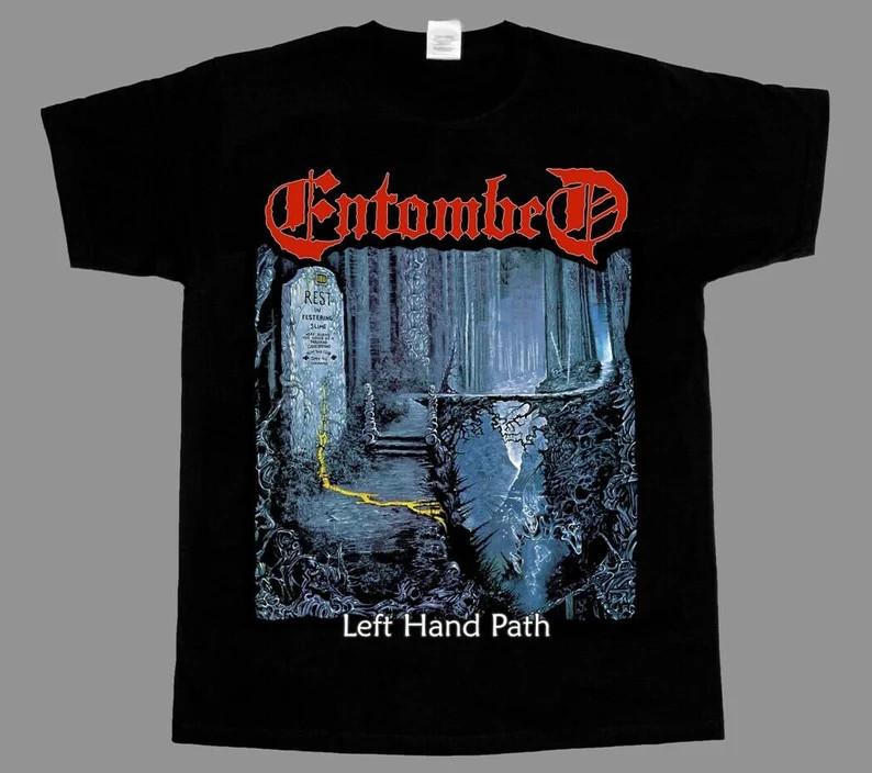 Футболка Entombed Черная футболка Взрослая музыкальная футболка S-5XL EN073 Унисекс футболка