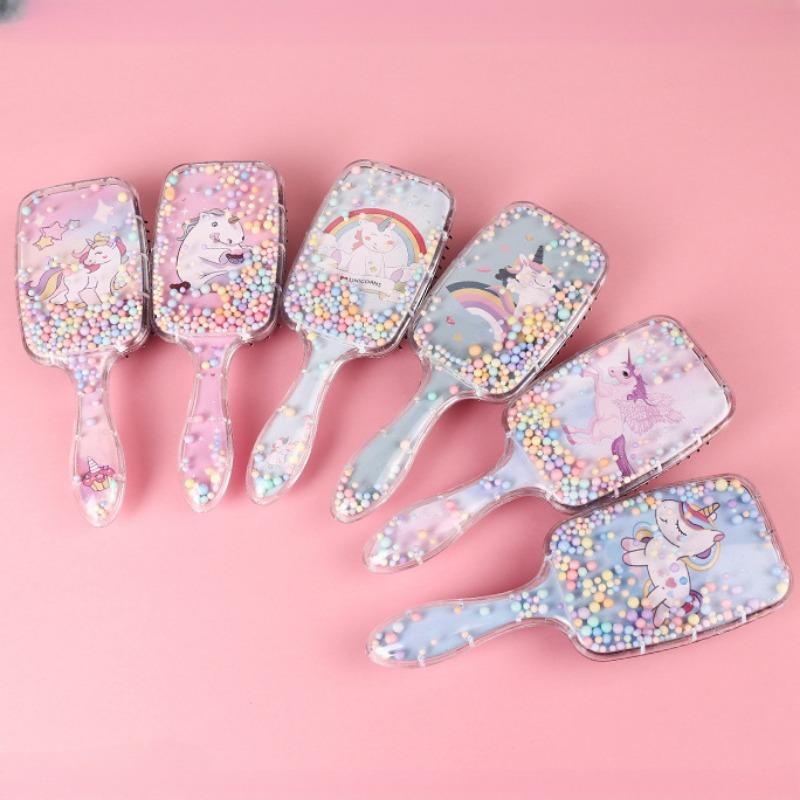 Kawaii щетка для волос для маленьких девочек, расческа для волос с милыми животными, пандой, единорогом для детей, массажная расческа на воздушной подушке, инструмент для ухода за волосами для девочек