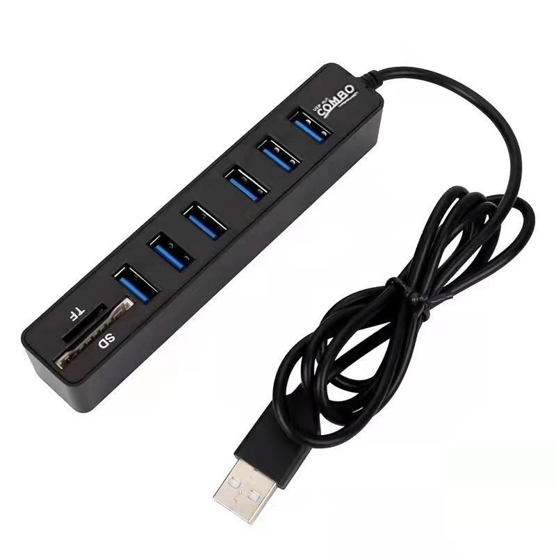 1м USB 2.0 ХАБ: 6-портовый высокоскоростной + многофункциональный кард-ридер для SD/TF