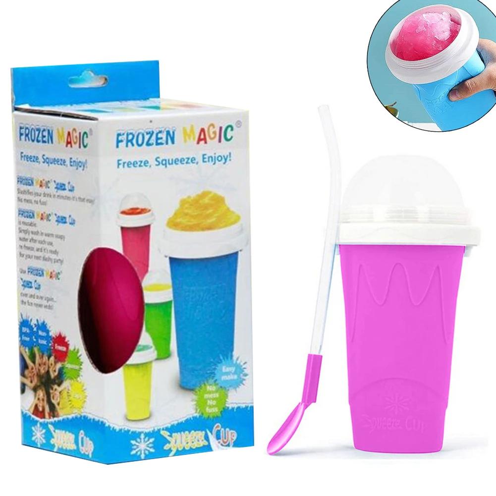 Quick Frozen Smoothies Cups Slushy Ice Cream Maker Milkshake Cooling Cup Silicone Squeeze Slushy Cup DIY Homemade Freeze Drinks