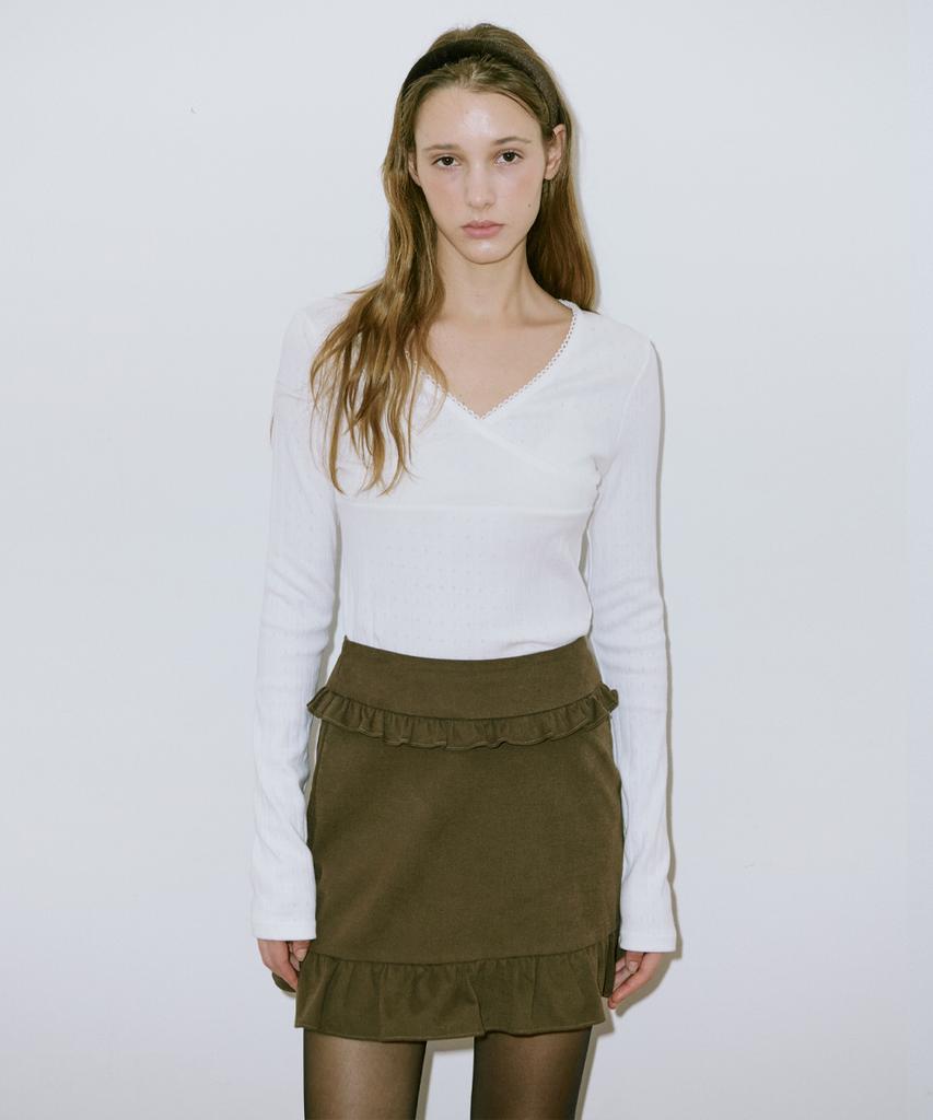 SINOON V-Neck Lace T-Shirt (Cream)