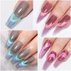 MEET ACROSS 7ml Glass Cat Eye Magnetic Gel Glitter Colorful Laser Gel Nail Polish Semi Permanent Shiny Varnish UV Gel for Nail Art Design