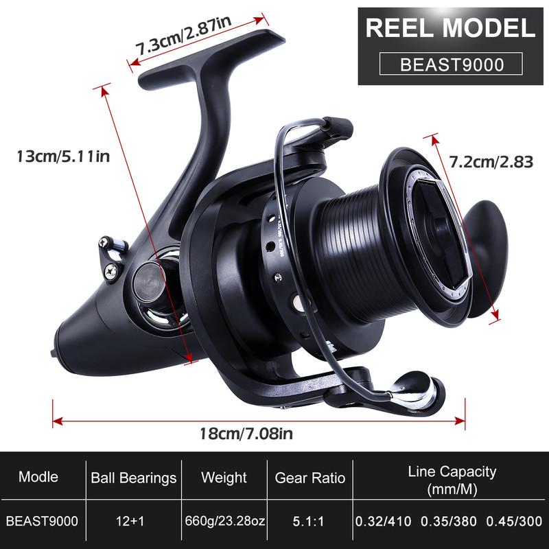 Carp Fishing Reel 9000 12+1BB Aluminum Spool Outdoor Sports Spinning Fishing Reel Freshwater Fishing