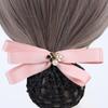 Ribbon Pearls Crochet Bun Net Bun Snood Lace Hair Net Detachable Bow Snood Spring Clip  Bank