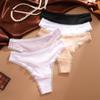 FINETOO Woman Ice Silk Panties Sexy Lace Underwear Seamless and Soft Lady Lingerie Solid Color