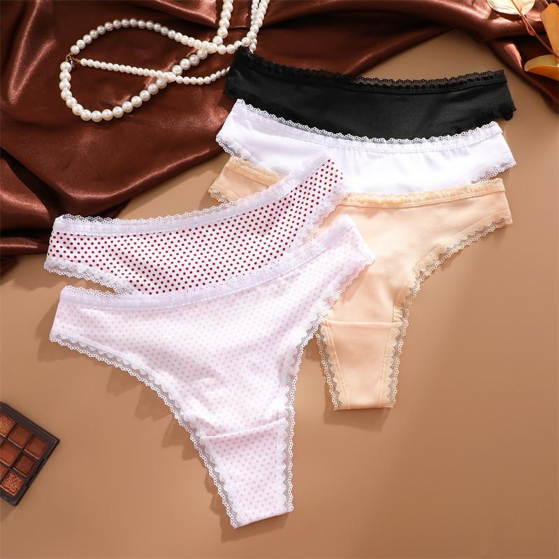 FINETOO Woman Ice Silk Panties Sexy Lace Underwear Seamless and Soft Lady Lingerie Solid Color