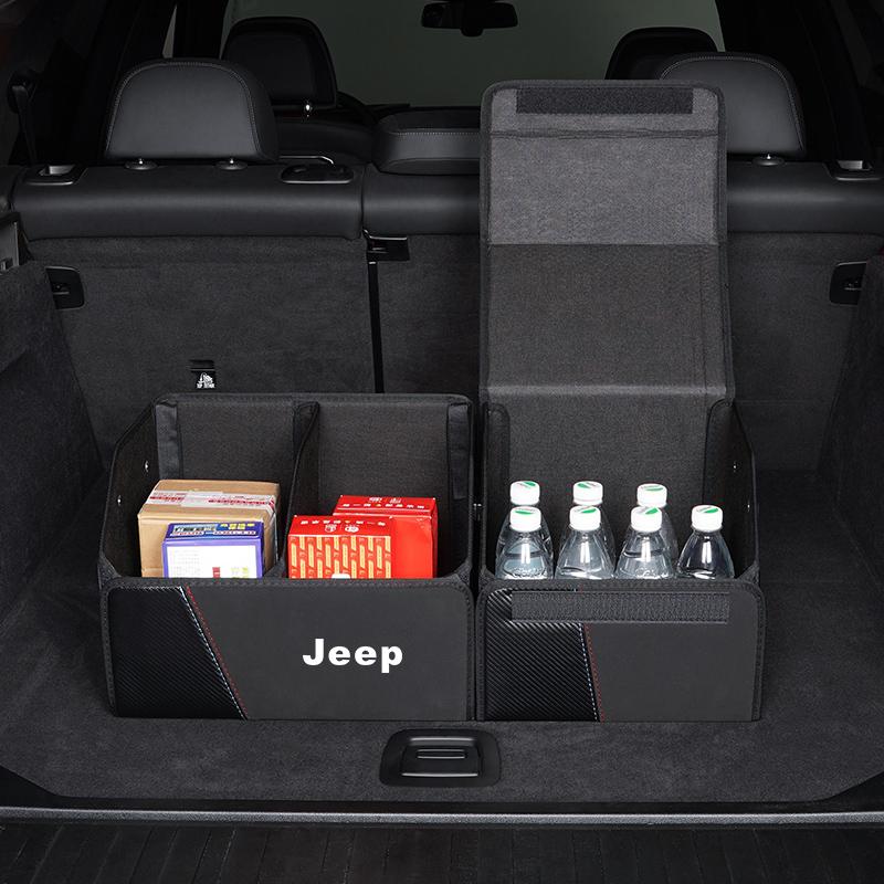 Car Suede Trunk Organizer Large Capacity Foldable Storage Box For Jeep Renegade Wagoneer Avenger Recon Wrangler JK Gladiator ALS1