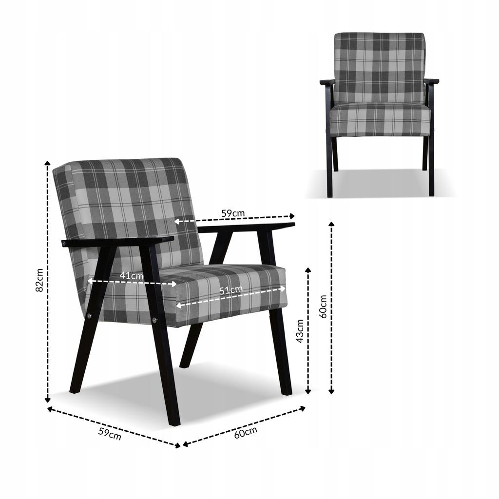 Fotel PRL zestaw retro vintage SOLER Family Meble krata szara