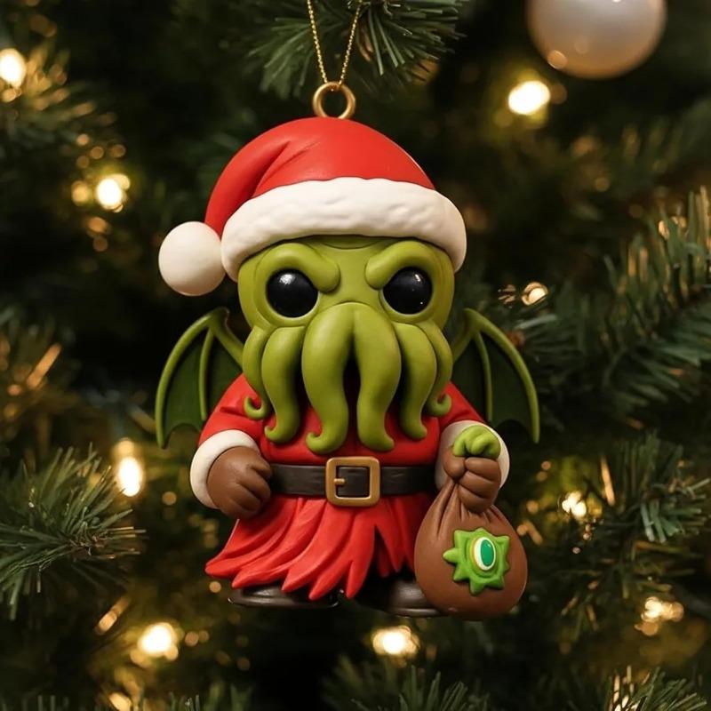 Cthulhu:Terrors of Yule Advent Calendar 2025, 2D Flat Acrylic 24 Hanging Cthulhu Monsters Ornament, Gothic Advent Calendar for Monster Fans