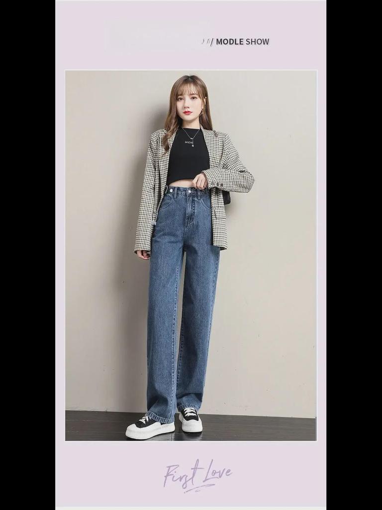 Женские широкие брюки из денима с высокой талией, грушевидной формы, с регулируемой застежкой на несколько пуговиц, в стиле ретро