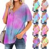 Women's T Shirt Tee Printed Women's Shirts V Neck Short Sleeve Button Up Tunic Tops Blouse
