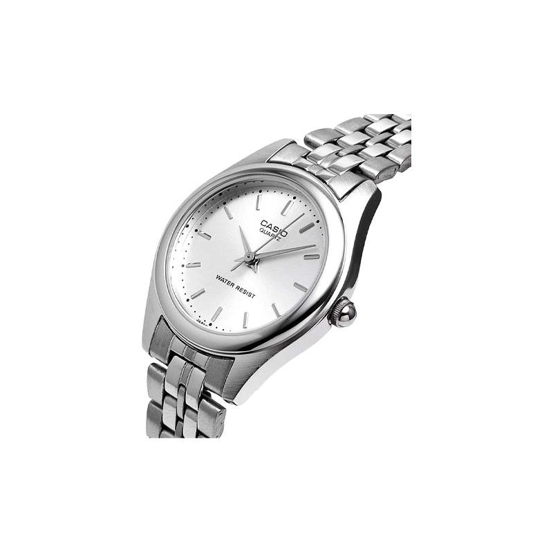 Casio Серия STANDARD Серия ENTICER Бизнес-кварцевый механизм Стальной ремешок Японские и корейские часы Женские часы Серебристый циферблат LTP-1129A-7A