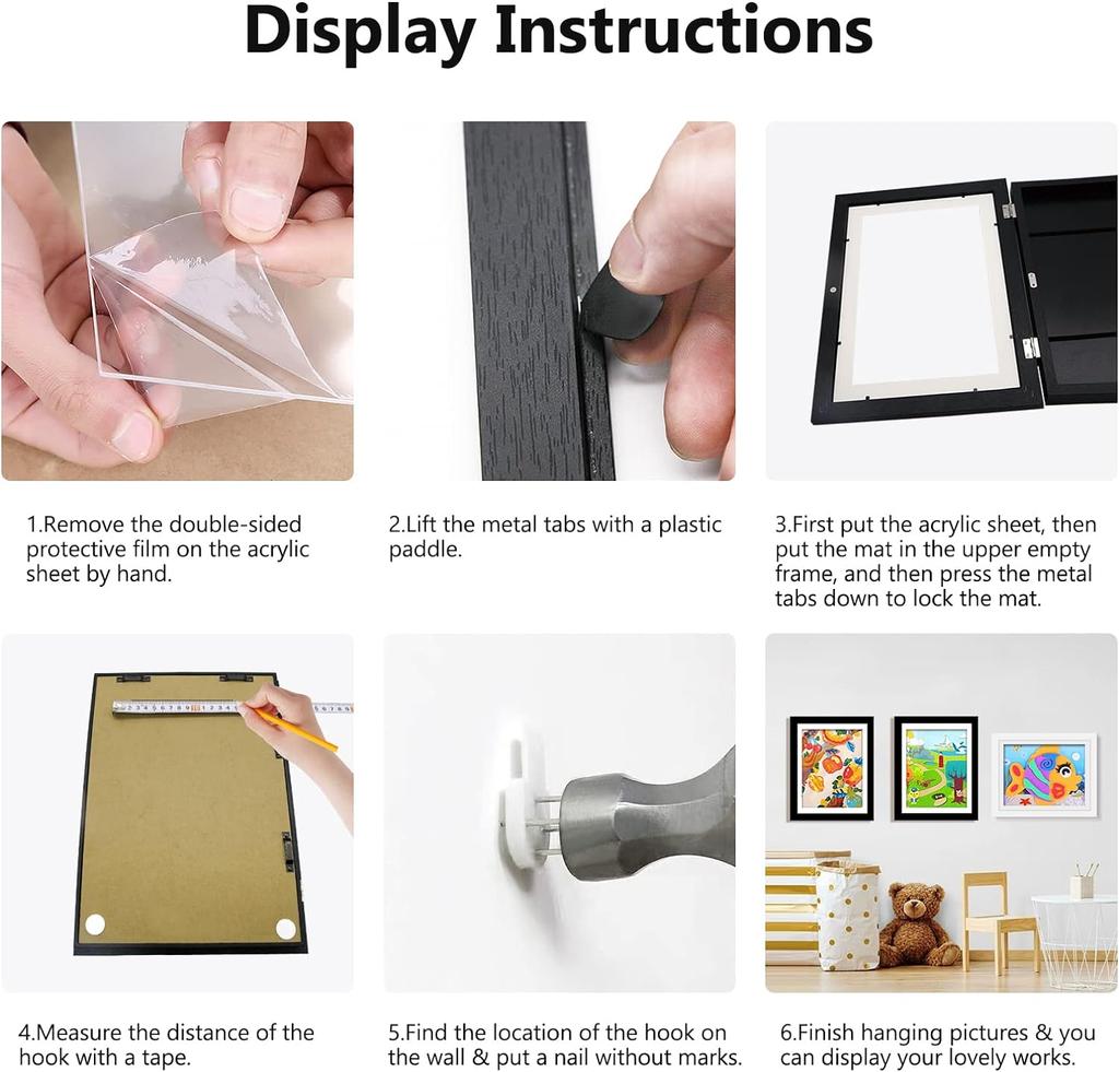 Комплект из 4 рамок для детского творчества, органайзер для детских работ, сменный деревянный фотодисплей для домашнего офиса, формат А4