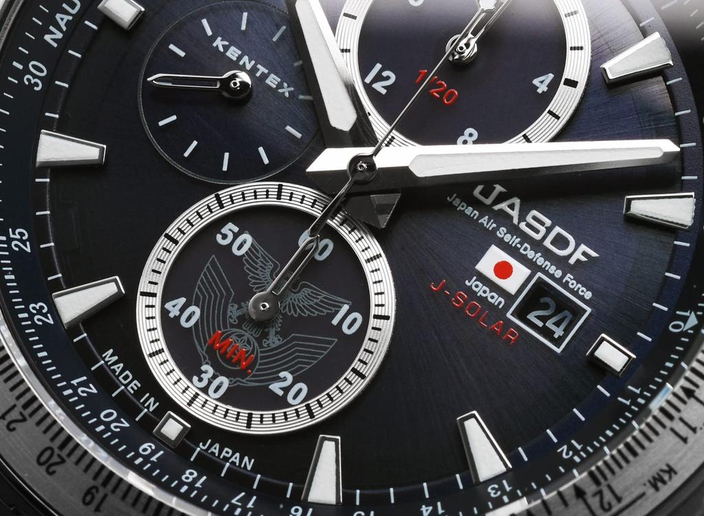 KENTEX Solar Chronograph Model for the Japan Air Water Resistant to 10 ATM Men's Watch, S802M-01, Silver, Self-Defense Force,