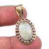 Natural Prehnite Gemstone 925 Solid Sterling Silver Two Tone Pendant 1.50" j1N82