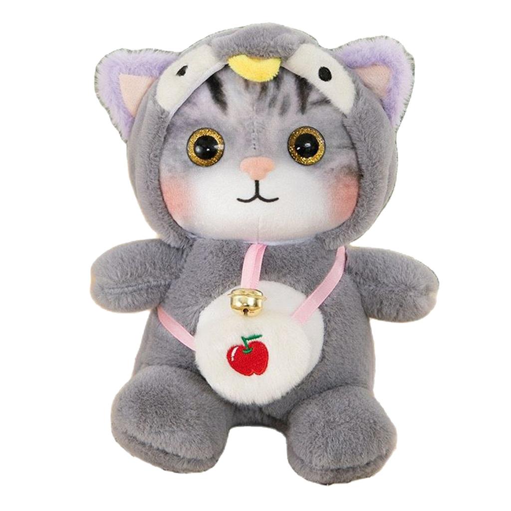 Cat Plush Toy Lovely Bell Soft Colorful Fuzzy Stuffed Cat Plush Toy for Children Birthday