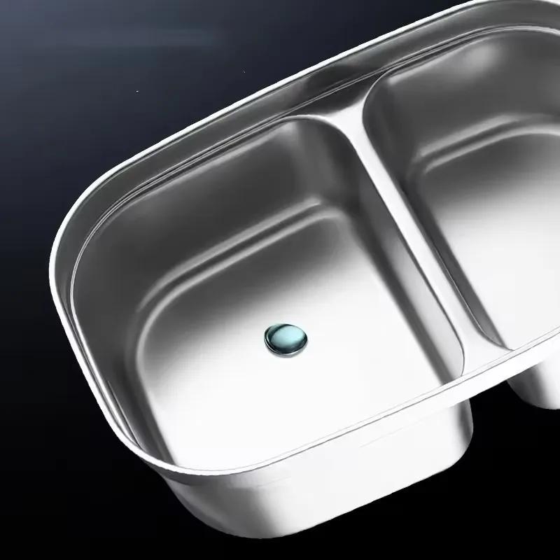 Office Workers Student Microwaveable Bento with Lid Portable Food Storage Container Stainless Steel  Divides Lunch Box