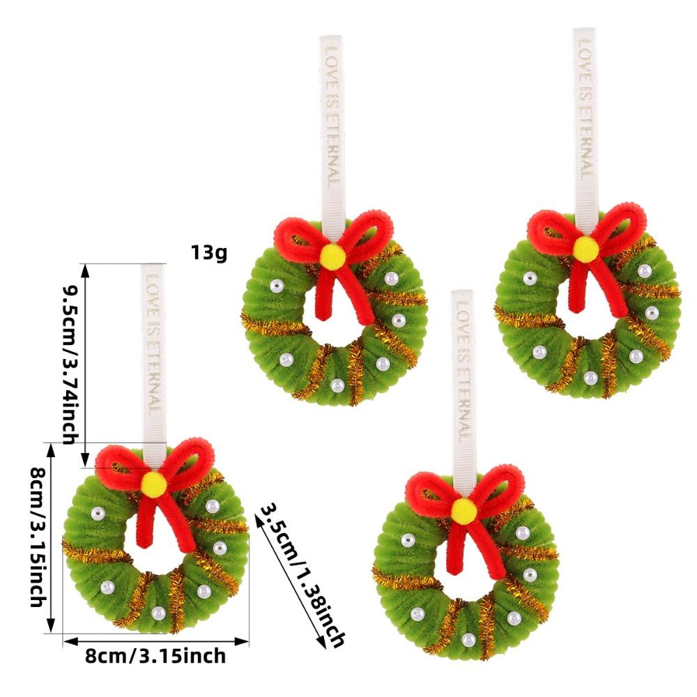 4PCS With Bell Christmas Wreath Pendant Pendant Style Car Hanging Decor Xmas Celebration