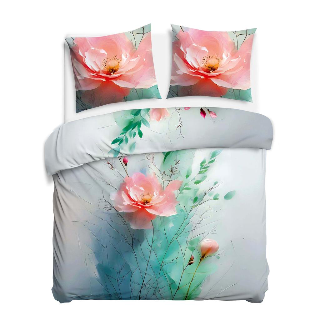 Bedding set 180x200 SATIN COTTON digital print floral abstraction
