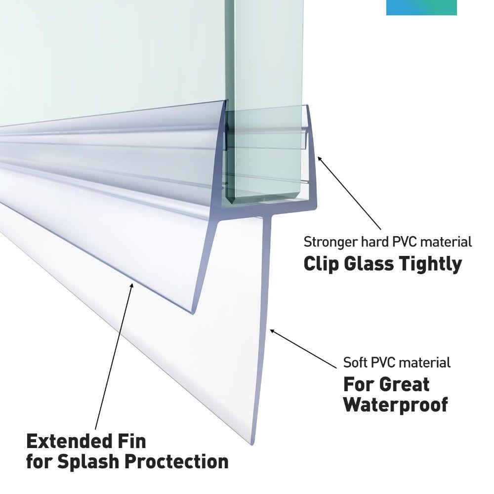 2 шт. Прочный 1 м Уплотнитель для дна душевой двери Водонепроницаемый Прозрачный ПВХ Безрамный Уплотнитель для душевой двери Без клея Щетка для дна душевой двери Ванная комната
