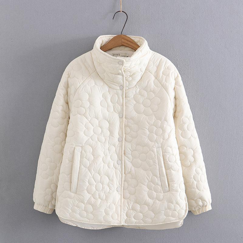 Woman Lightweight Padded Jacket Thin Cotton Coat Clothing Winter Solid Color Long Sleeve Top Loose Casual Elegant Quilted Jacket