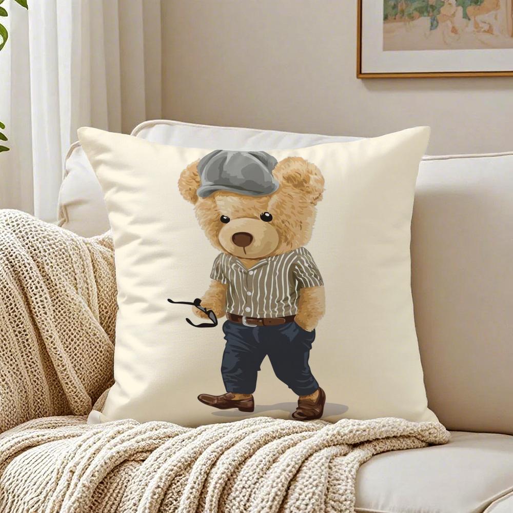 Cute Preppy American Fashion Bear PPolo Cushion Cover Pillowcase Antidustmite living Room Sofa Decor Cushion Room