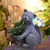 Solar Garden Flowerpot Cat Statue with LED Butterfly Waterproof Planter Pot Kitten Resin Figurine Sculpture Outdoor Porch Yard Lawn Decoration