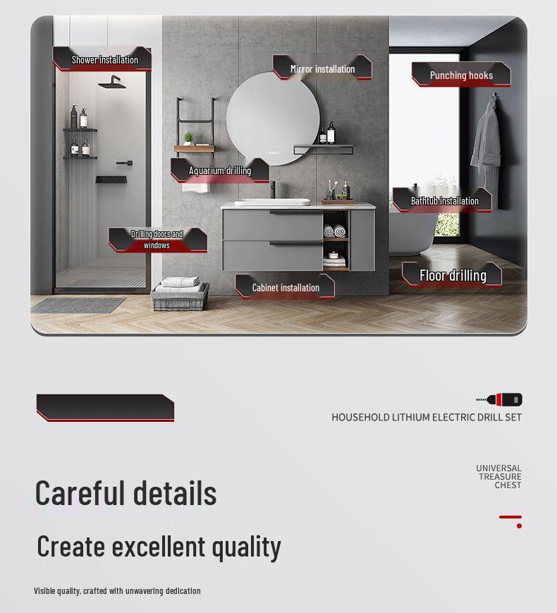Cordless Multifunctional Drill Set: Electrician & Carpenter Repair Kit with Lithium Battery