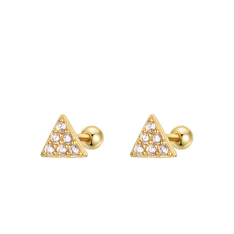 Diamond-inlaid Triangle Screw Earrings Are Small and Light and Luxurious Niche Design Feels Simple Ear Piercing