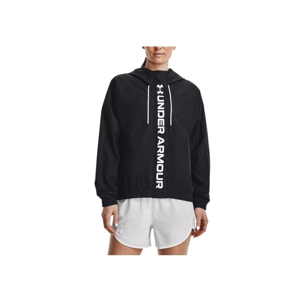 Under Armour Однотонная толстовка с капюшоном на молнии с надписью в стиле ретро, женские куртки, черный цвет 1369845-001