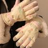 Cute Pink Bear Ski Gloves for Women Winter Touch Screen Plus Velvet Waterproof Warm Windproof Cycling Outdoor