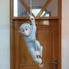 Monkey Hanging Climbing On Rope Statue Unique Home Decoration Showpiece for Gifting & Interior, Grey