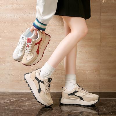 Женские повседневные туфли для папы, кроссовки на толстой платформе, удобные кроссовки для ходьбы со шнуровкой, нескользящие теннисные кроссовки, дышащие спортивные кроссовки для женщин