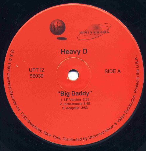 12-дюймовая пластинка HEAVY D Big Daddy UPT1256039 Universal Recor 1997 US Rap HipHopRB Б/у
