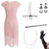1920s Retro Sequin Flapper Dress with Tassels and Headdress Set
