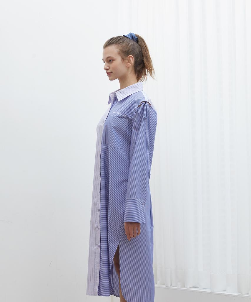 Near And Dear Striped Combination Shirt Dress