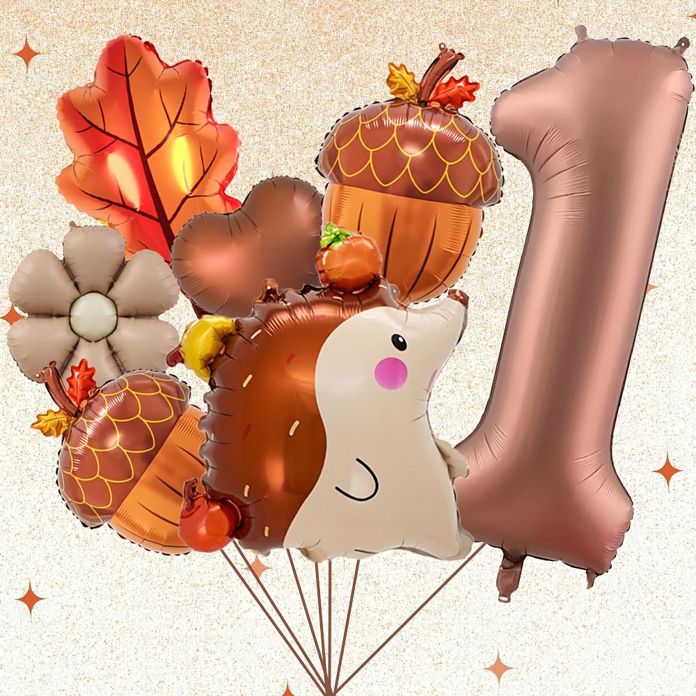 7pcs Autumn Pinecone Hedgehog Balloon Set 32 inch Brown Number 1-9 Birthday Balloon Thanksgiving Party Decoration Photo Props