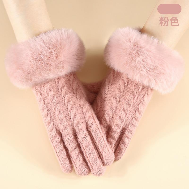 Зимние женские вязаные перчатки простые модные офисные теплые перчатки ветрозащитные для велоспорта на открытом воздухе