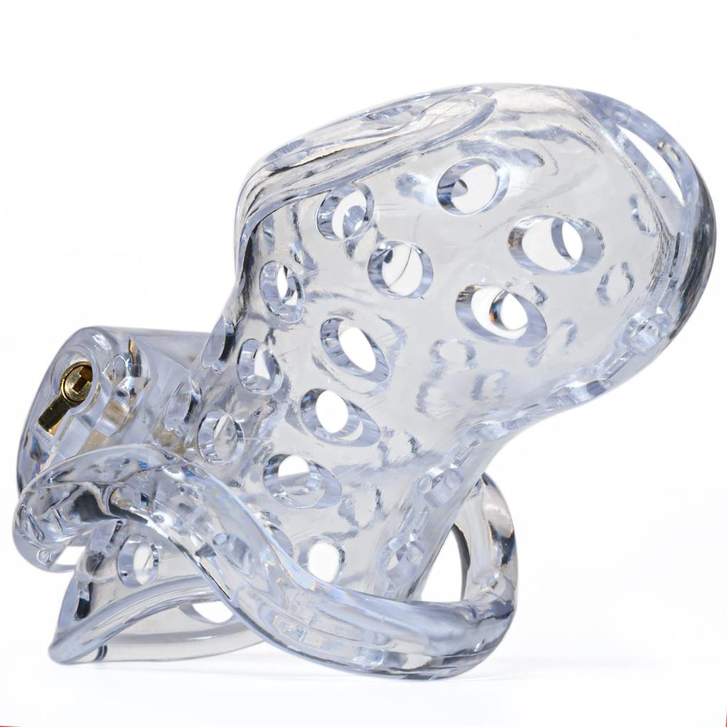 Male Chastity Lock Compact Chastity Belt with Lock Cock Cage Restraints Breastable Chastity Cage SM Couple Slave Adult Toys with 4 Cock Rings (S)