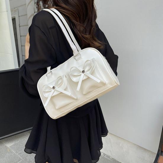 Женская сумка-тоут из искусственной кожи, наплечная сумка с милыми бантиками, водонепроницаемая повседневная сумка для поездок на работу, прогулок по улице, ежедневных дел