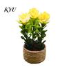 Office Desktop Decorations Mini Artificial Plants with Vase, Small Fake in Handwoven Seagrass Indoor Greenery Baskets, Realistic Faux Floral