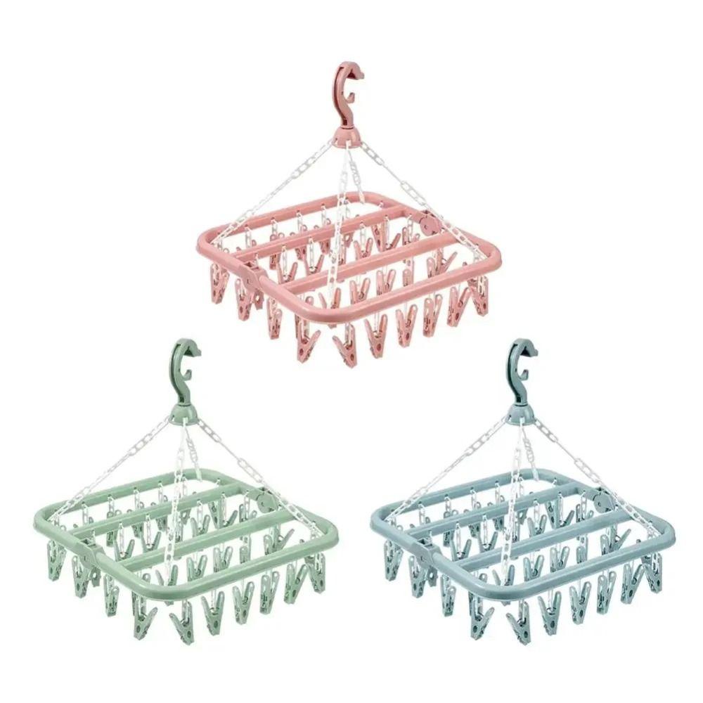 Household Extra Thick Drying Rack Heavy Duty Plastic Material Laundry Set Foldable Space Saving Drying Hanger Underwear Drying