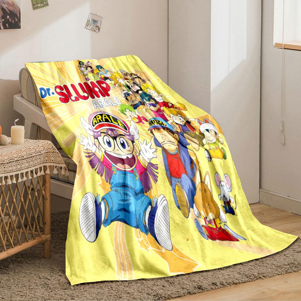 Colorful cartoon characters with vibrant outfits against a yellow backdrop. for all seasons blanket lunch break throw gift