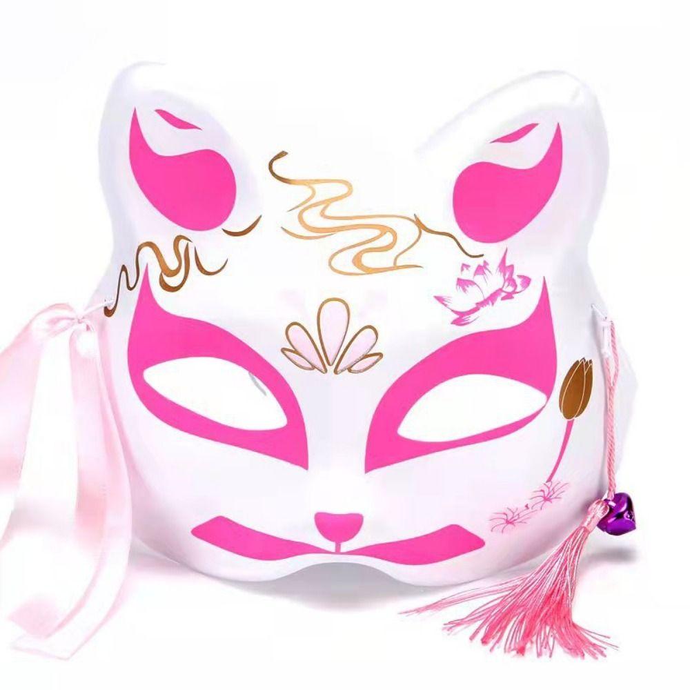 2Pcs Hand-Painted Party Props Japanese Anime Cosplay Accessories Portable Half Face Masks Festival