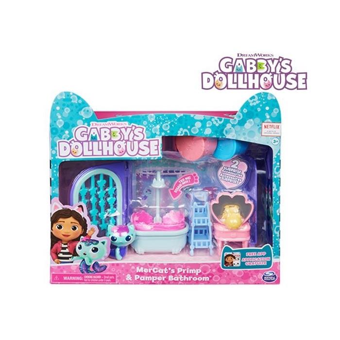 Gabby's Dollhouse Primp and Pamper Bathroom With Mercat Digure Kids Toy