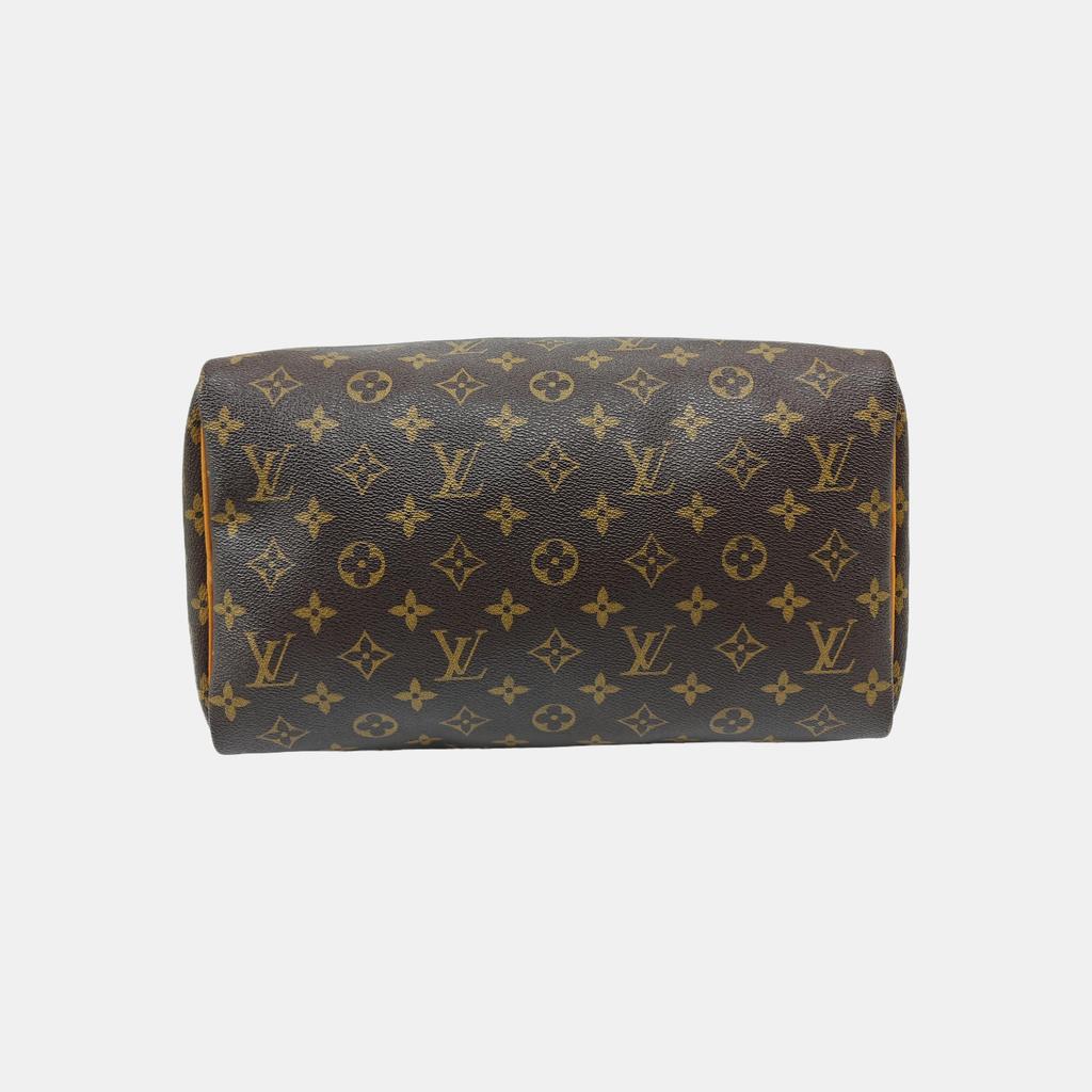 [Pre-Owned] Speedy 30 Elegant Compact Fashionable Commuter Classic Monogram Coated Canvas With Leather Trim Pillow Bag - Good #1AWJA1L