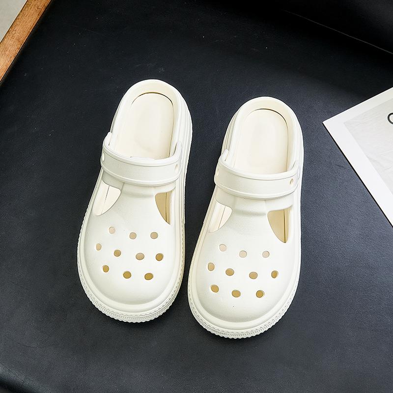 Модные шлепанцы на толстой платформе с закрытым носком женские 2025 лето нескользящая мягкая подошва пляжные сандалии женские с вырезами слайды женские