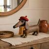 Rustic Wood Art for Home Wooden Cat Ornament with Spring Shaking Head Farmhouse Tabletop Table Decor Decor, Handcrafted Retro Folk Animal Statue Desk