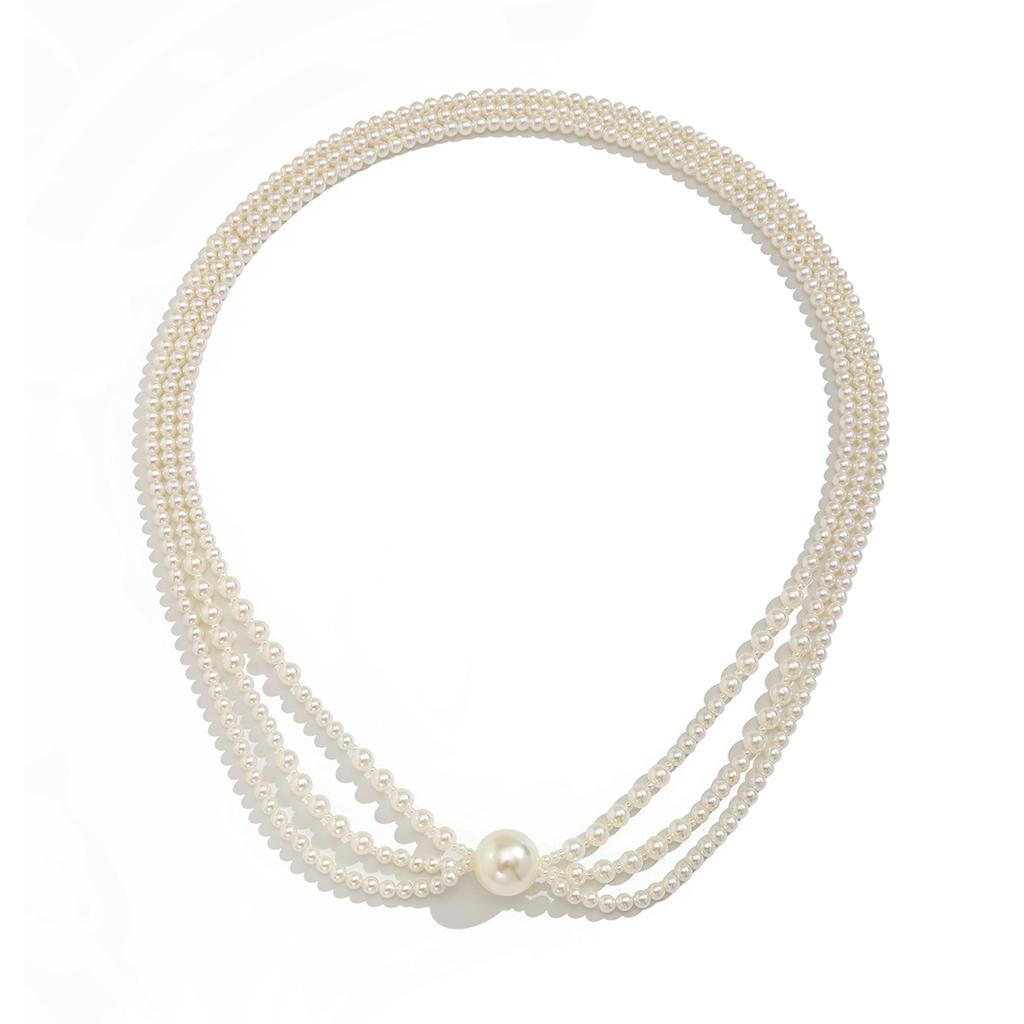 Ingemark Baroque Multilayer Imitation Pearl Long Chain Necklace Women Creative Elegant Sweater Chain Neck Accessories Jewelry